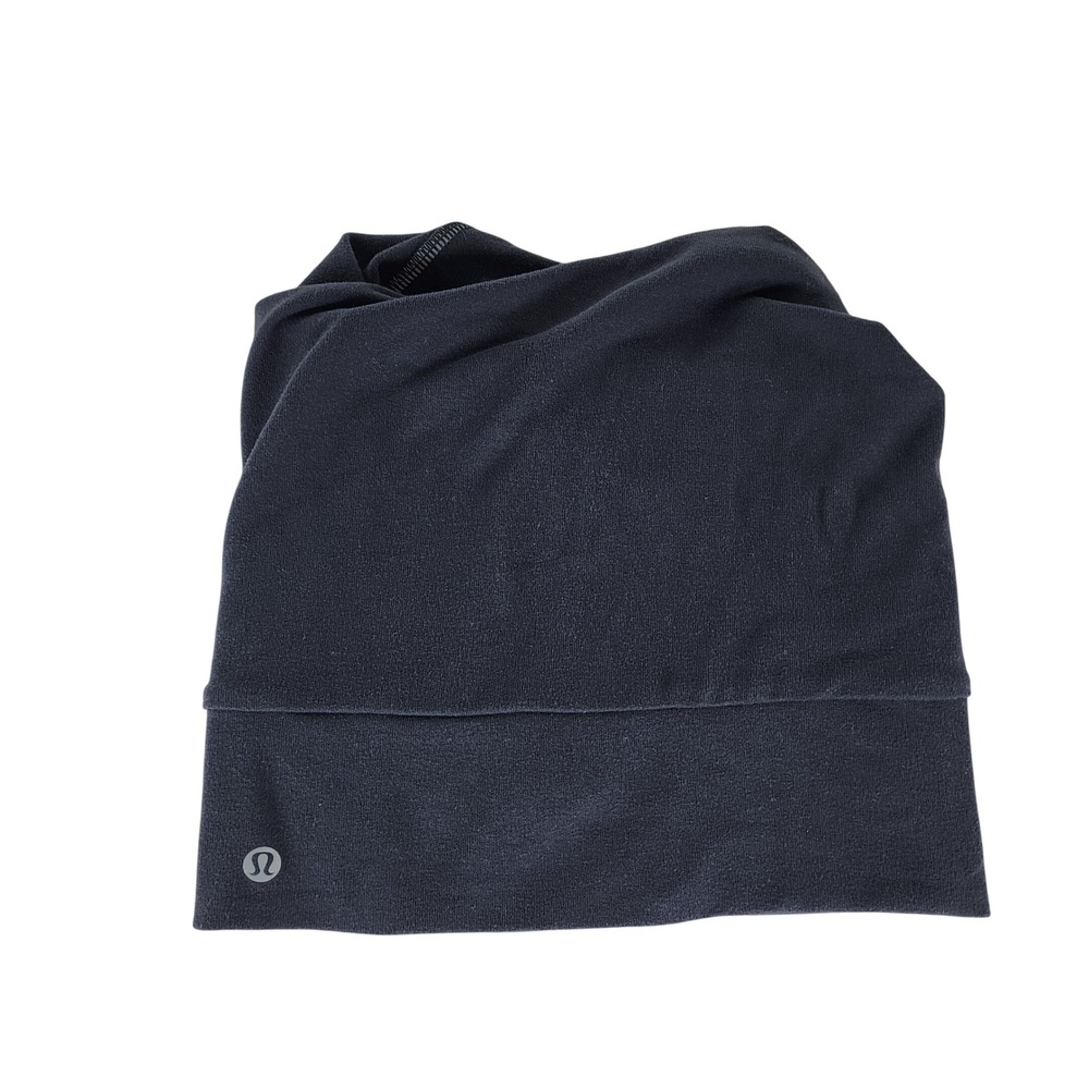 Lululemon Top Knot Toque Women OS Black Ponytail Hole Nylon Lycra Wrap